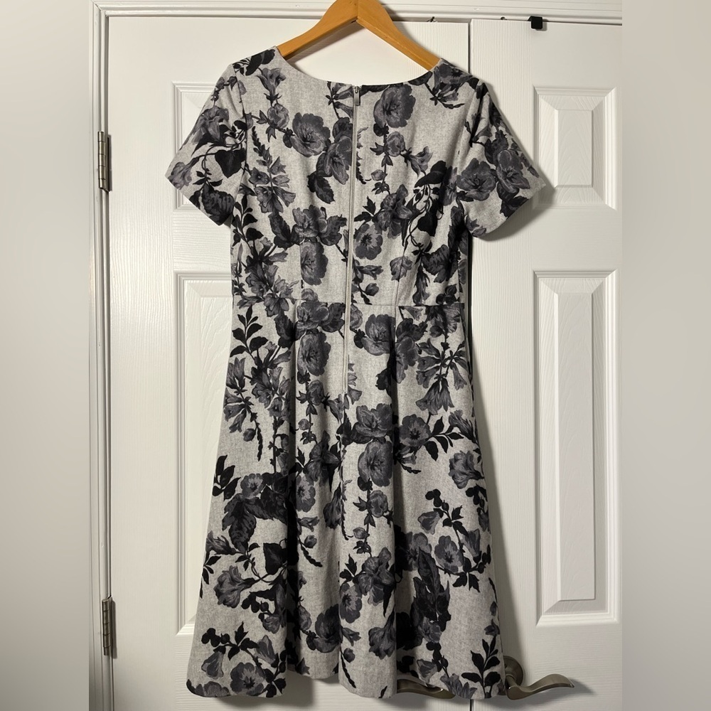 Talbots Black Floral Wool Blend Dress Size 8 - Picture 9 of 13